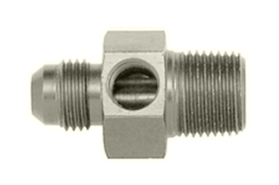 FBE2277 (FCE2277) Eaton Aeroquip® -06 Male AN x 3/8" Male Pipe Straight Pressure Gauge Adapter - Nickel-Plated Aluminum