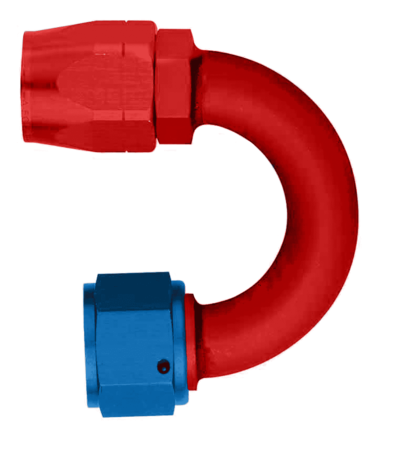 FBM1064 (FCM1064) Eaton Aeroquip® -10 Reusable S.A.E. 37° (JIC/AN) Non-Swivel 180° Elbow Fitting - Red/Blue Anodized Aluminum