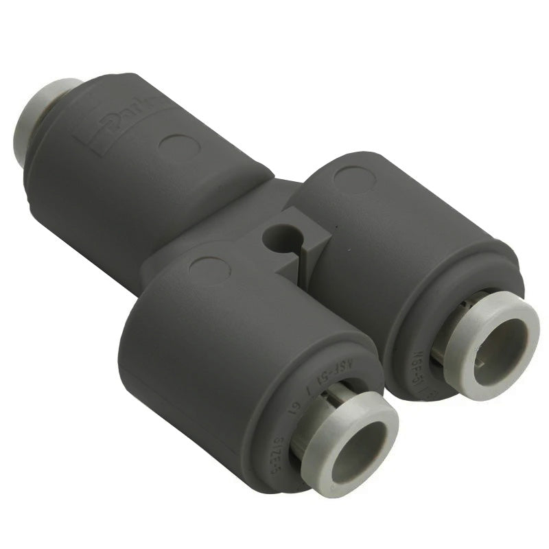 FB6WY6-HBLK by Parker | TrueSeal™ Tube to Tube Union Fitting | 3/8" Inlet Push-to-Connect x 3/8" Outlet Push-to-Connect | 2.175" Length | 1.75" Width | Y | Black | Kynar®