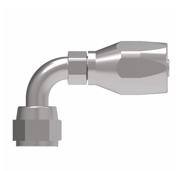 FC5143-0404S Aeroquip by Danfoss | 2 Wire Hi-Pac Female 37° JIC Swivel Short Drop 90° Elbow Reusable Hose Fitting for Braided Hydraulic Hose | FC Series | -04 Female 37° JIC Swivel -04 Reusable Hose End | Steel