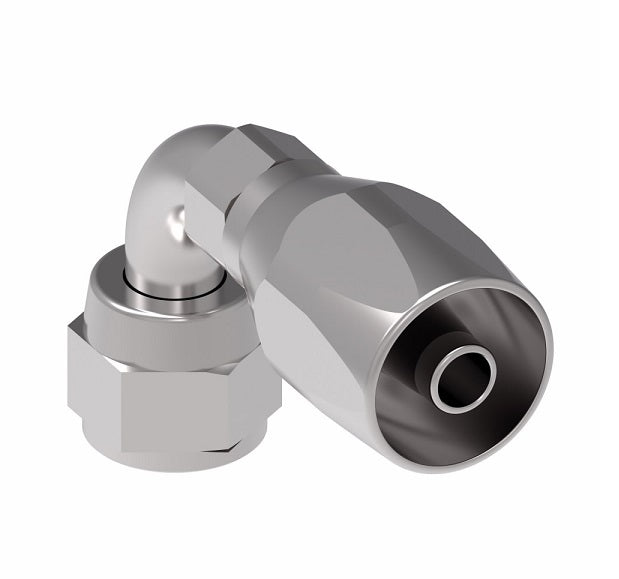 FC5143-0404S Aeroquip by Danfoss | 2 Wire Hi-Pac Female 37° JIC Swivel Short Drop 90° Elbow Reusable Hose Fitting for Braided Hydraulic Hose | FC Series | -04 Female 37° JIC Swivel -04 Reusable Hose End | Steel