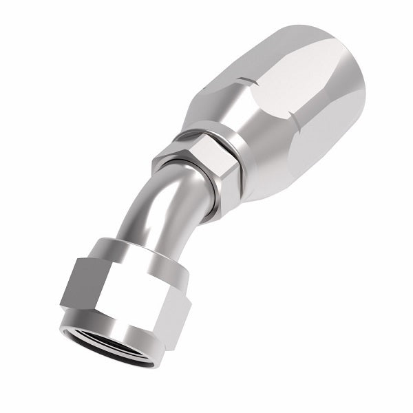 FC5144-0404S Aeroquip by Danfoss | 2 Wire Hi-Pac Female 37° JIC Swivel 45° Elbow Reusable Hose Fitting for Braided Hydraulic Hose | FC Series | -04 Female 37° JIC Swivel x -04 Reusable Hose End | Steel