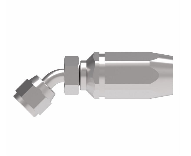FC5990-0606S Aeroquip by Danfoss | Female 37° JIC Swivel 45° Elbow 100R2 TTC Reusable Hose Fitting | FC Series | -06 Female 37° JIC Swivel x -06 Reusable Hose End | Steel