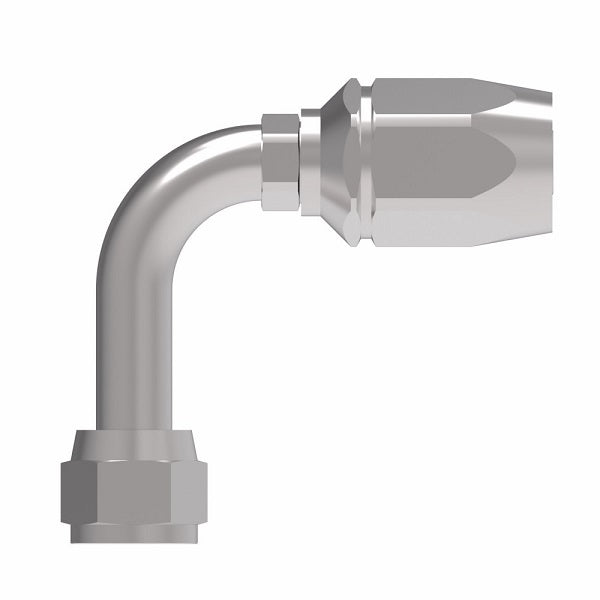 FC5991-0404S Aeroquip by Danfoss | Female 37° JIC Swivel Long Drop 90° Elbow 100R2 TTC Reusable Hose Fitting | FC Series | -04 Female 37° JIC Swivel x -04 Reusable Hose End | Steel