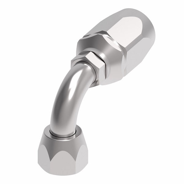 FC5992-0404S Aeroquip by Danfoss | Female 37° JIC Swivel Short Drop 90° Elbow 100R2 TTC Reusable Hose Fitting | FC Series | -04 Female 37° JIC Swivel x -04 Reusable Hose End | Steel