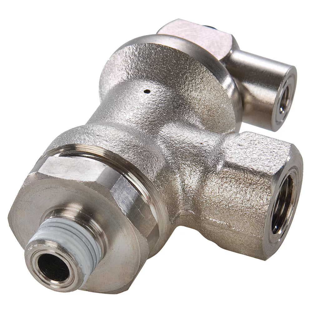 FC602-4 by Parker | Threaded Port Lock Out Valve | 1/4" Male NPT Thread x 1/4" Female NPT Thread | 2.03" Length | Multi-Plane Swivel | Brass