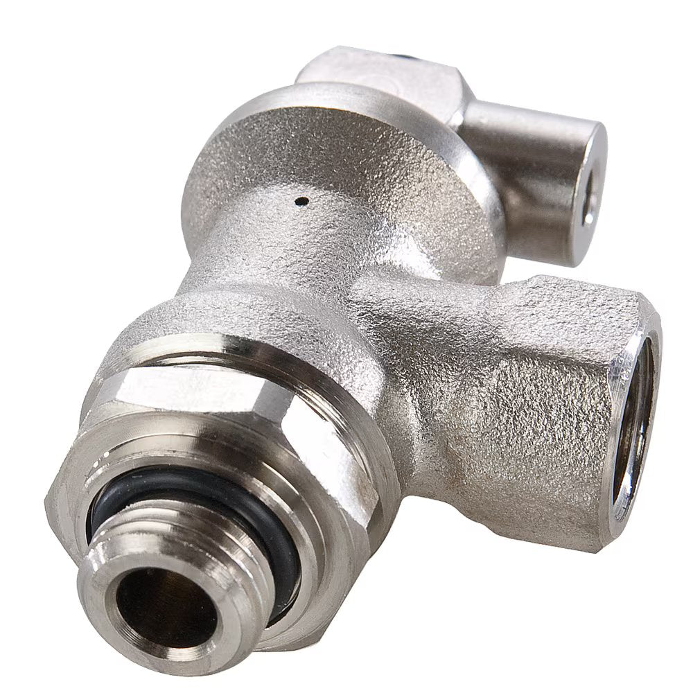 FC608-4G-2G by Parker | Threaded Port Lock Out Valve | 1/8" Male BSPP Thread x 1/4" Female BSPP Thread | 53 mm Length | Multi-Plane Swivel | Brass