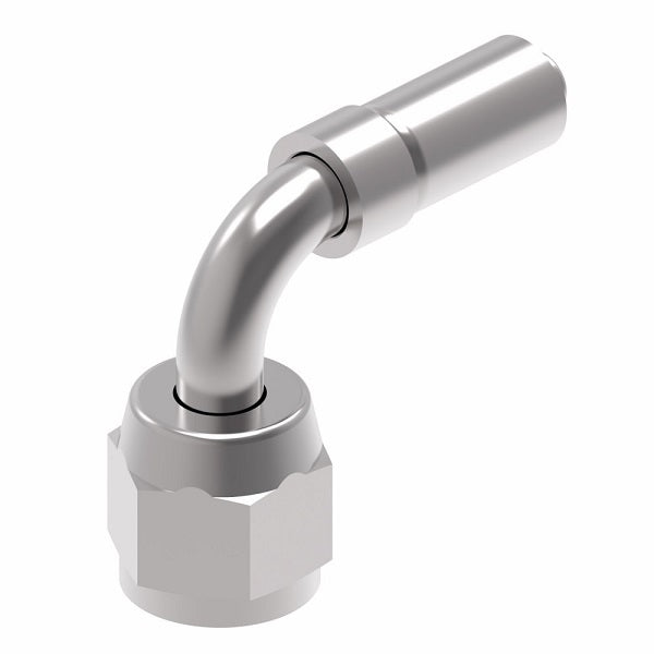 FC7217-0606S Aeroquip by Danfoss | Female SAE 45° Swivel 90° Elbow PTFE Crimp Fitting | FC Series | Complete Fitting | -06 Female SAE 45° Swivel x -06 Hose Barb | Steel