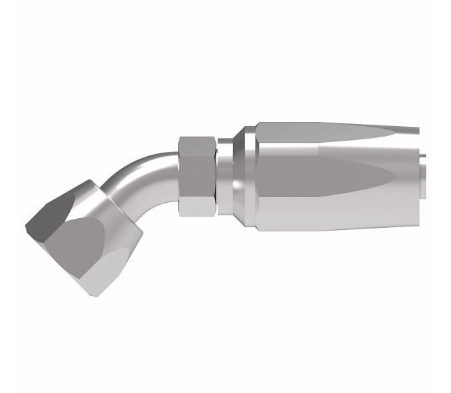 FC7990-0606S Aeroquip by Danfoss | 1 Wire TTC Female 37° JIC Swivel 45° Elbow 100R1 Style Reusable Hose Fitting for Braided Hydraulic Hose | FC Series | -06 Female 37° JIC Swivel x -06 Reusable Hose End | Steel