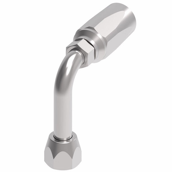 FC7991-0606S Aeroquip by Danfoss | 1 Wire TTC Female 37° JIC Swivel Long Drop 90° Elbow 100R1 Style Reusable Hose Fitting for Braided Hydraulic Hose | FC Series | -06 Female 37° JIC Swivel x -06 Reusable Hose End | Steel