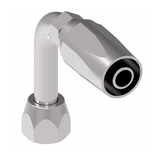 FC7991-0606S Aeroquip by Danfoss | 1 Wire TTC Female 37° JIC Swivel Long Drop 90° Elbow 100R1 Style Reusable Hose Fitting for Braided Hydraulic Hose | FC Series | -06 Female 37° JIC Swivel x -06 Reusable Hose End | Steel