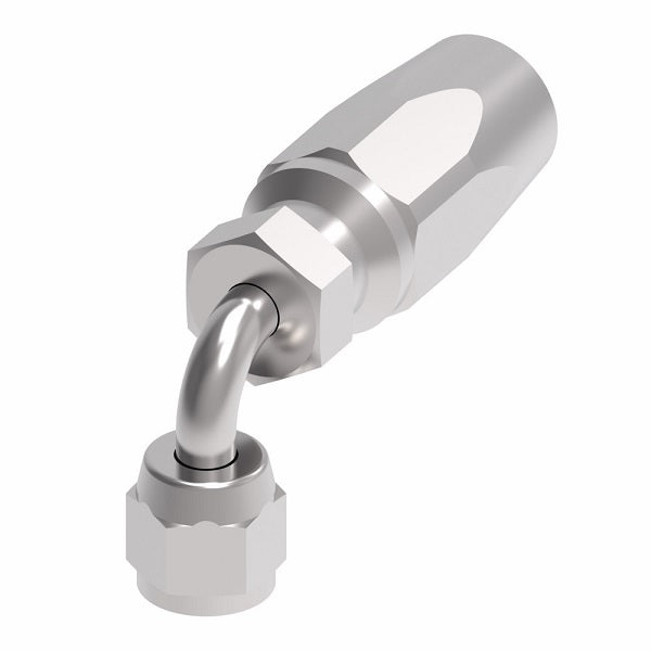 FC7992-0606S Aeroquip by Danfoss | 1 Wire TTC Female 37° JIC Swivel Short Drop 90° Elbow 100R1 Style Reusable Hose Fitting for Braided Hydraulic Hose | FC Series | -06 Female 37° JIC Swivel x -06 Reusable Hose End | Steel