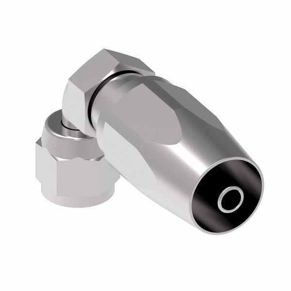 FC7992-0606S Aeroquip by Danfoss | 1 Wire TTC Female 37° JIC Swivel Short Drop 90° Elbow 100R1 Style Reusable Hose Fitting for Braided Hydraulic Hose | FC Series | -06 Female 37° JIC Swivel x -06 Reusable Hose End | Steel