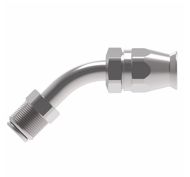 FC9063-1010S Aeroquip by Danfoss | Male SAE Inverted Flare 45° Elbow Super Gem PTFE Reusable Hose Fitting | FC Series | -10 SAE Male SAE Inverted Flare x -10 Reusable Hose End | Steel