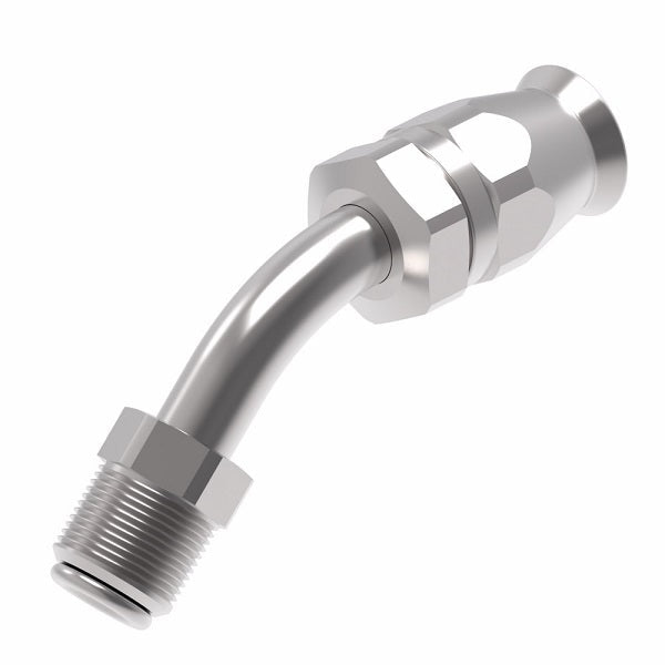 FC9063-1010S Aeroquip by Danfoss | Male SAE Inverted Flare 45° Elbow Super Gem PTFE Reusable Hose Fitting | FC Series | -10 SAE Male SAE Inverted Flare x -10 Reusable Hose End | Steel