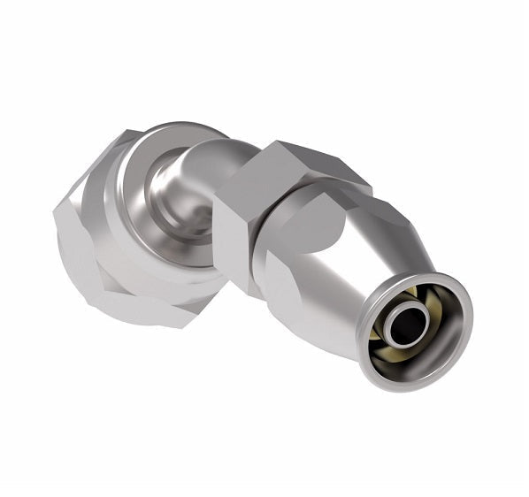 FC9341-0606S Aeroquip by Danfoss | Female SAE 45° Swivel 45° Elbow Super Gem PTFE Reusable Hose Fitting | FC Series | -06 Female SAE 45° Swivel x -06 Reusable Hose End | Steel