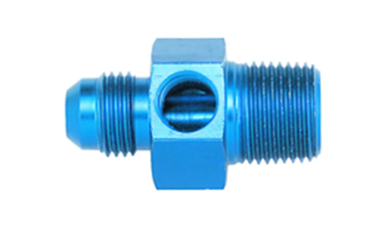 FBM2278 (FCM2278) Eaton Aeroquip® -08 Male AN x 1/4" Male Pipe Straight Pressure Gauge Adapter - Blue Anodized Aluminum