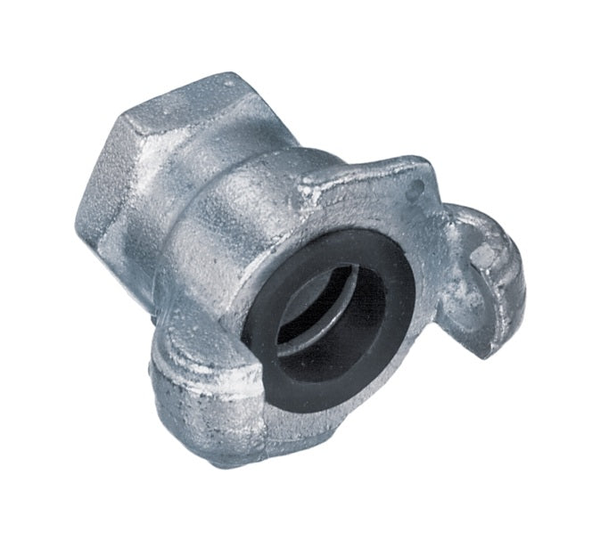 FE-25 by Kuriyama | FE Series | Female Threaded Universal Air Hose Coupling | 2 Lug | 1/4" Female NPT | Zinc Plated Carbon Steel