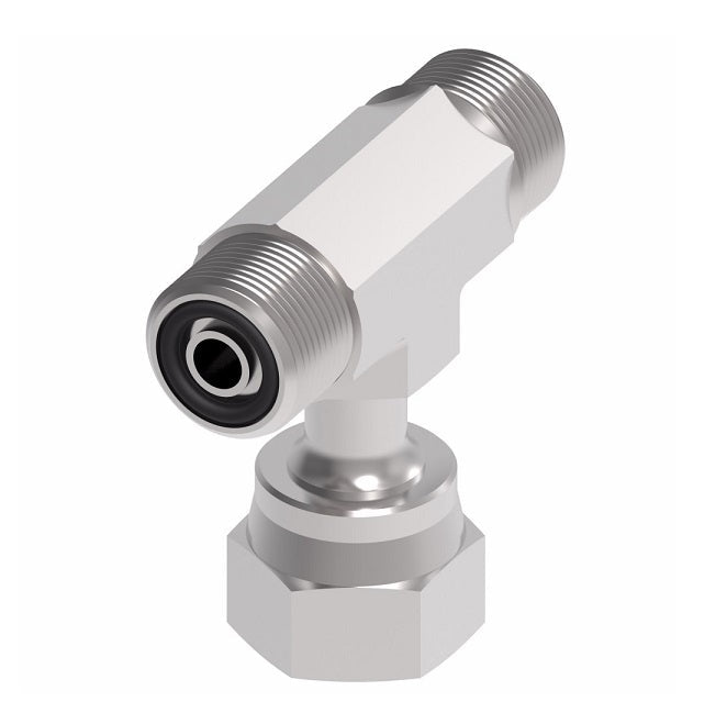FF1857T1212S Aeroquip by Danfoss | ORS Male/ORS Male/ORS Female Branch Tee Adapter | -12 Male O-Ring Face Seal x -12 Male O-Ring Face Seal x -12 Female O-Ring Face Seal | Steel
