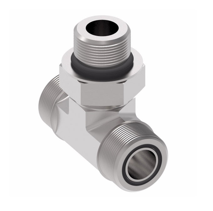 FF1861T1210S Aeroquip by Danfoss | ORS/ORS/SAE O-Ring Boss (adj.) Branch Tee Adapter | -12 Male O-Ring Face Seal x -12 Male O-Ring Face Seal x -10 Male SAE O-Ring Boss | Steel