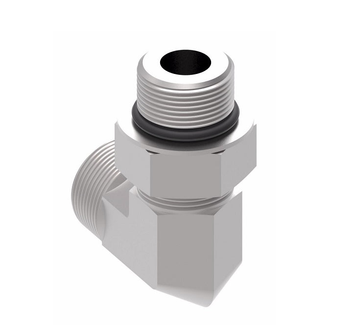 FF1868T0406S Aeroquip by Danfoss | ORS/SAE O-Ring Boss (adj.) 90° Elbow Adapter | -04 Male O-Ring Face Seal x -06 Male SAE O-Ring Boss | Steel