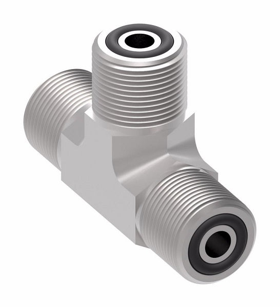 FF1898T0404S Aeroquip by Danfoss | ORS Male/ORS Male/ORS Male Tee Adapter | -04 Male O-Ring Face Seal x -04 Male O-Ring Face Seal x -04 Male O-Ring Face Seal | Steel