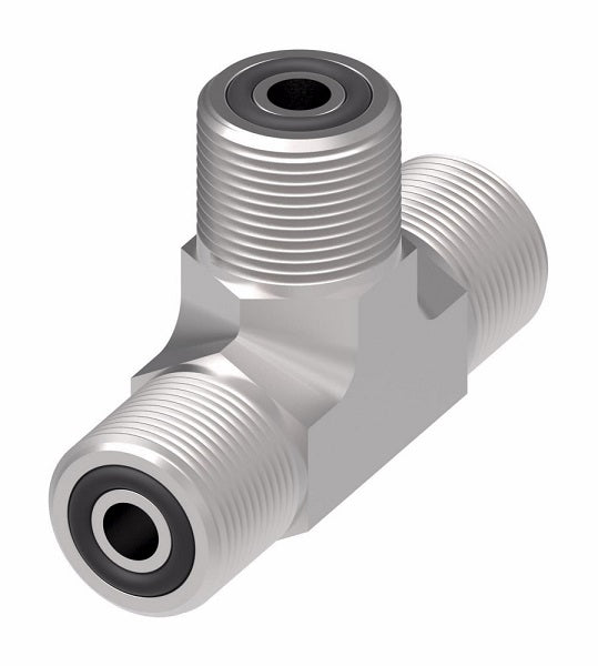 FF1898T0606S Aeroquip by Danfoss | ORS Male/ORS Male/ORS Male Tee Adapter | -06 Male O-Ring Face Seal x -06 Male O-Ring Face Seal x -06 Male O-Ring Face Seal | Steel