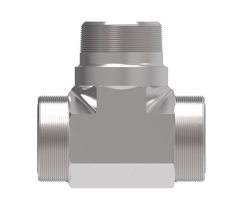FF2001T0604S Aeroquip by Danfoss | ORS/ORS/Male NPTF Branch Tee Adapter | -06 Male O-Ring Face Seal x -06 Male O-Ring Face Seal x -04 Male NPTF | Steel