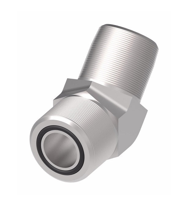 FF2093T0808S Aeroquip by Danfoss | ORS/Male NPTF 45° Elbow Adapter | -08 Male O-Ring Face Seal x -08 Male NPTF | Steel
