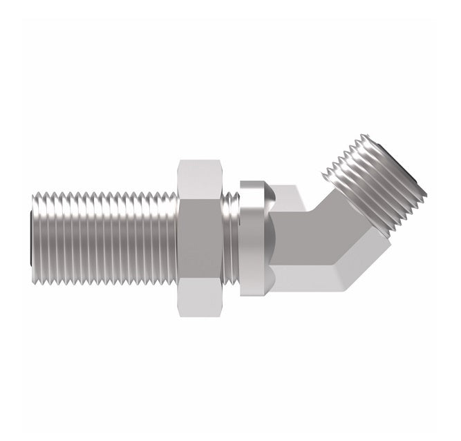 FF2144T1616S Aeroquip by Danfoss | ORS Male/ORS Male 45° Elbow Bulkhead Adapter | -16 Male O-Ring Face Seal x -16 Male O-Ring Face Seal | Steel