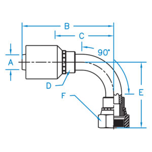 FFX90M-08-08-W by Kurt Hydraulics | Female O-Ring Face Seal | 90 Degree Medium Drop Bent Tube | Swivel | for 1/2" Hose ID