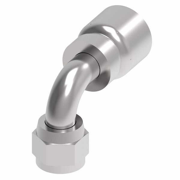FJ3250-0604S Aeroquip by Danfoss | Female 37° JIC Swivel 90° Elbow 100R5 Crimp Fitting | FJ Series | -06 Female 37° JIC Swivel x -04 Hose Barb | Steel