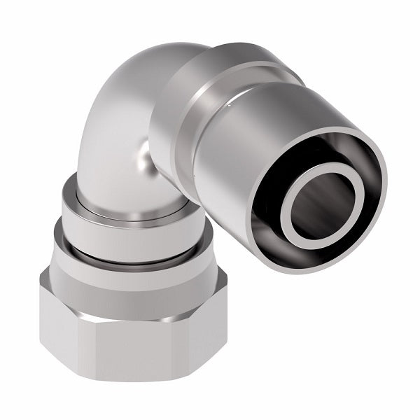 FJ3250-1616S Aeroquip by Danfoss | Female 37° JIC Swivel 90° Elbow 100R5 Crimp Fitting | FJ Series | -16 Female 37° JIC Swivel x -16 Hose Barb | Steel