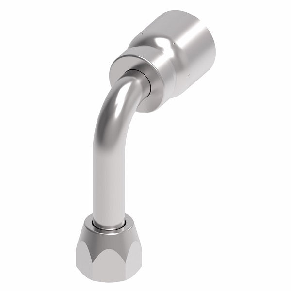 FJ3251-1212S Aeroquip by Danfoss | Female 37° JIC Swivel Long Drop 90° Elbow 100R5 Crimp Fitting | FJ Series | -12 Female 37° JIC Swivel x -12 Hose Barb | Steel