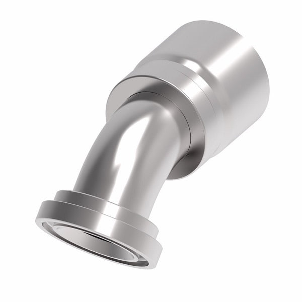 FJ3551-3232S Aeroquip by Danfoss | SAE Code 61 Split Flange 45° Elbow 100R5 Crimp Fitting | FJ Series | -32 Code 61 Split Flange x -32 Hose Barb | Steel