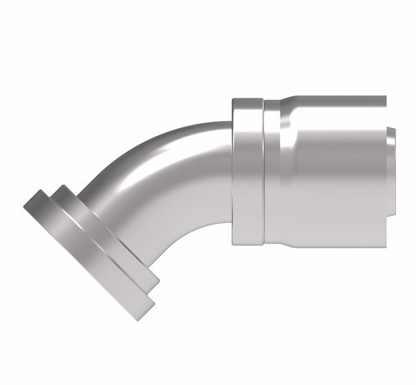 FJ3551-3232S Aeroquip by Danfoss | SAE Code 61 Split Flange 45° Elbow 100R5 Crimp Fitting | FJ Series | -32 Code 61 Split Flange x -32 Hose Barb | Steel