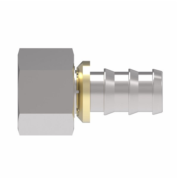 FJ7044-0404S Aeroquip by Danfoss | Female ORS Swivel Socketless Reusable Hose Fitting | FJ Series | -04 Female O-Ring Face Seal Swivel x -04 Push-On Hose Barb | Steel