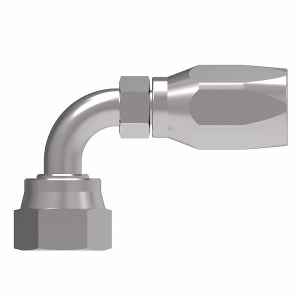FJ9708-0808S Aeroquip by Danfoss | Female ORS Swivel Short Drop 90° Elbow 100R5 Reusable Hose Fitting | -08 Female O-Ring Face Seal Swivel x -08 Reusable Hose End | Steel