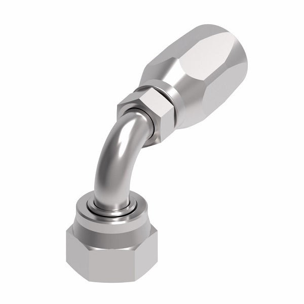 FJ9708-1010S Aeroquip by Danfoss | Female ORS Swivel Short Drop 90° Elbow 100R5 Reusable Hose Fitting | -10 Female O-Ring Face Seal Swivel x -10 Reusable Hose End | Steel