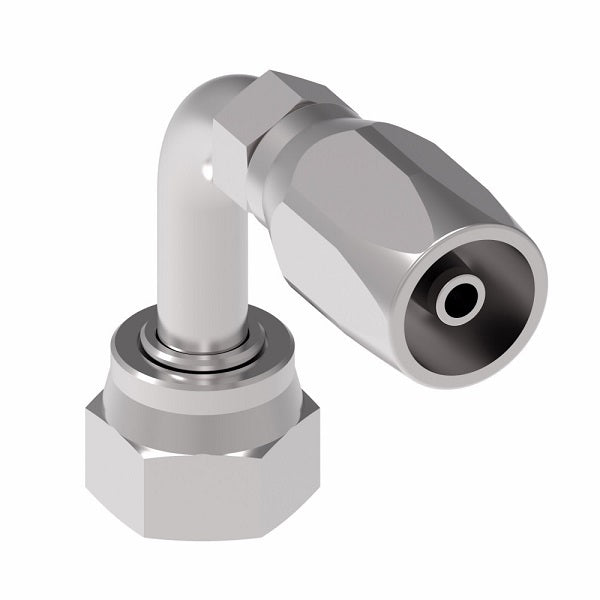 FJ9709-0808S Aeroquip by Danfoss | Female ORS Swivel Long Drop 90° Elbow 100R5 Reusable Hose Fitting | FJ Series | -08 Female O-Ring Face Seal Swivel x -08 Reusable Hose End | Steel