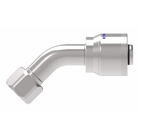 FJ9733-0606S Aeroquip by Danfoss | Female ORS Swivel 45° Elbow 100R2 Skive Style Reusable Hose Fitting | FJ Series | -06 Female O-Ring Face Seal Swivel x -06 Reusable Hose End | Steel