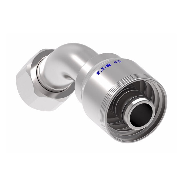 FJ9733-0606S Aeroquip by Danfoss | Female ORS Swivel 45° Elbow 100R2 Skive Style Reusable Hose Fitting | FJ Series | -06 Female O-Ring Face Seal Swivel x -06 Reusable Hose End | Steel