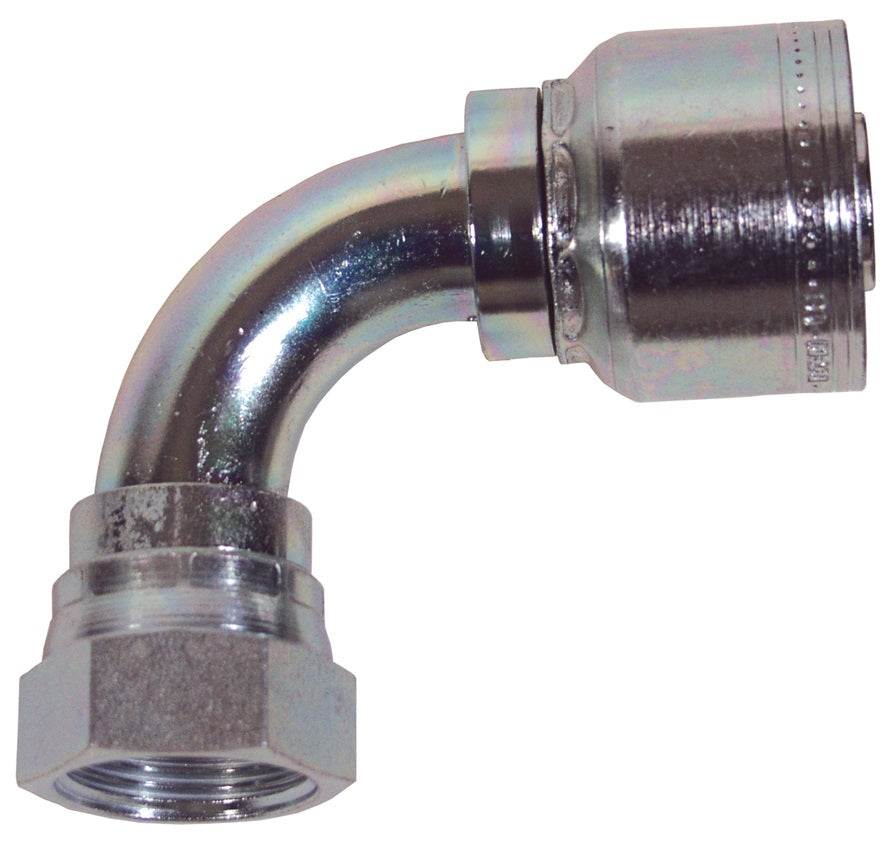FJC90-20Z-20 by Dixon Valve | Crimp Fitting for PTFE Hose | with Crimp Collar | 90° Elbow | 1-1/4" Female JIC x -20Z Hose Size | Carbon Steel
