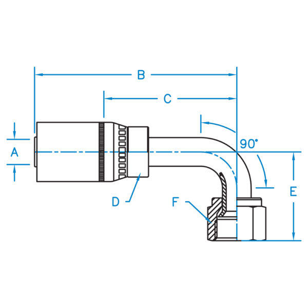 FJX90-05-06-SST by Kurt Hydraulics | Jump Size | Female JIC | 90° Elbow | Swivel | PTFE Coupling | for 5/16" Hose ID