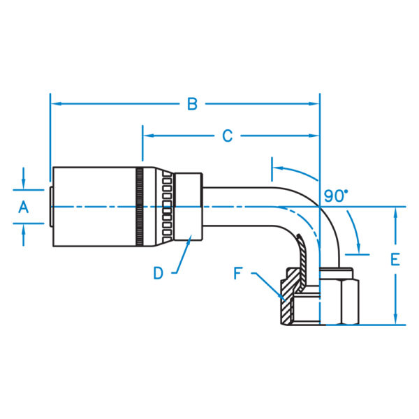FJX90M-12-12 by Kurt Hydraulics | Female JIC | 90° Medium Drop Elbow | Swivel | for 3/4" Hose ID