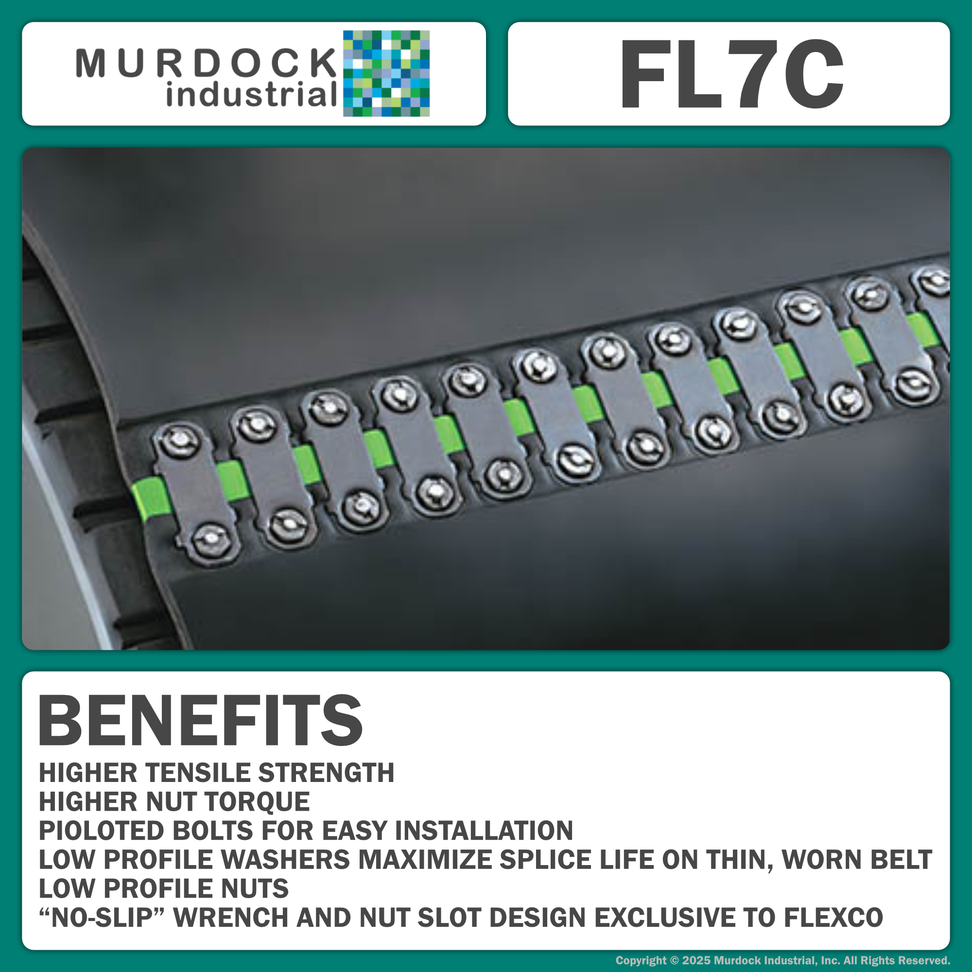 FL7C by Flexco | Flexco-LOK® Belt Tape | 7/16" Tape Width | 100ft Roll