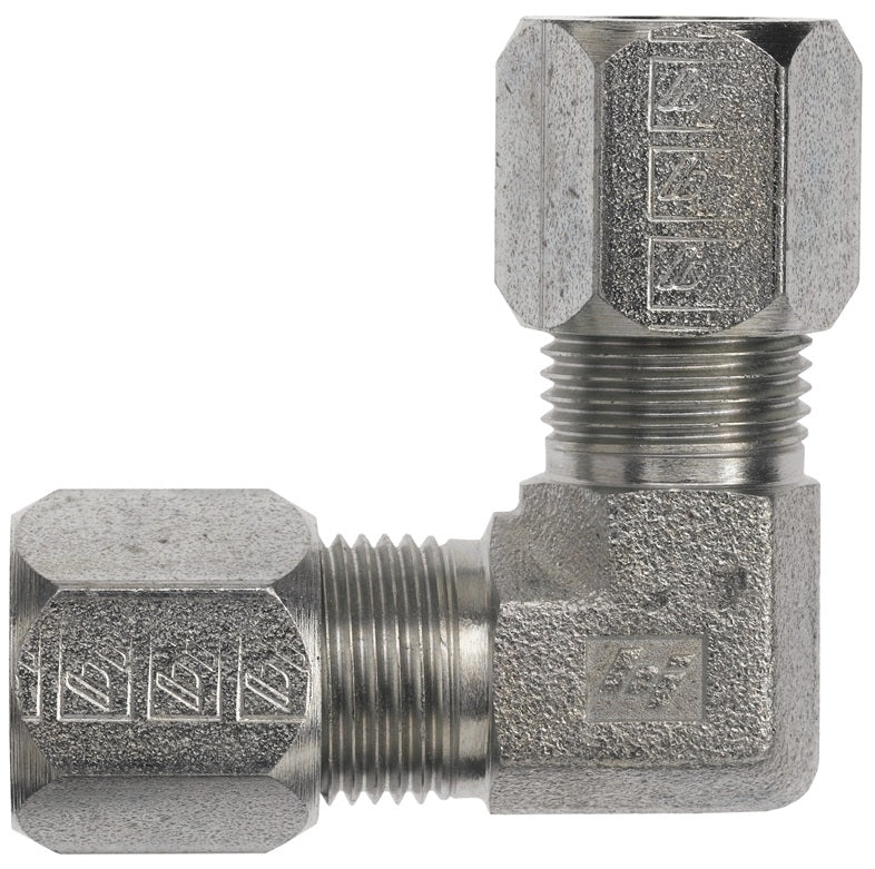 FLC2500-04 by Dixon Valve | Flareless Bite Type Fitting | Tube Union | 90° Elbow | 1/4" Male Tube x 1/4" Male Tube | Steel