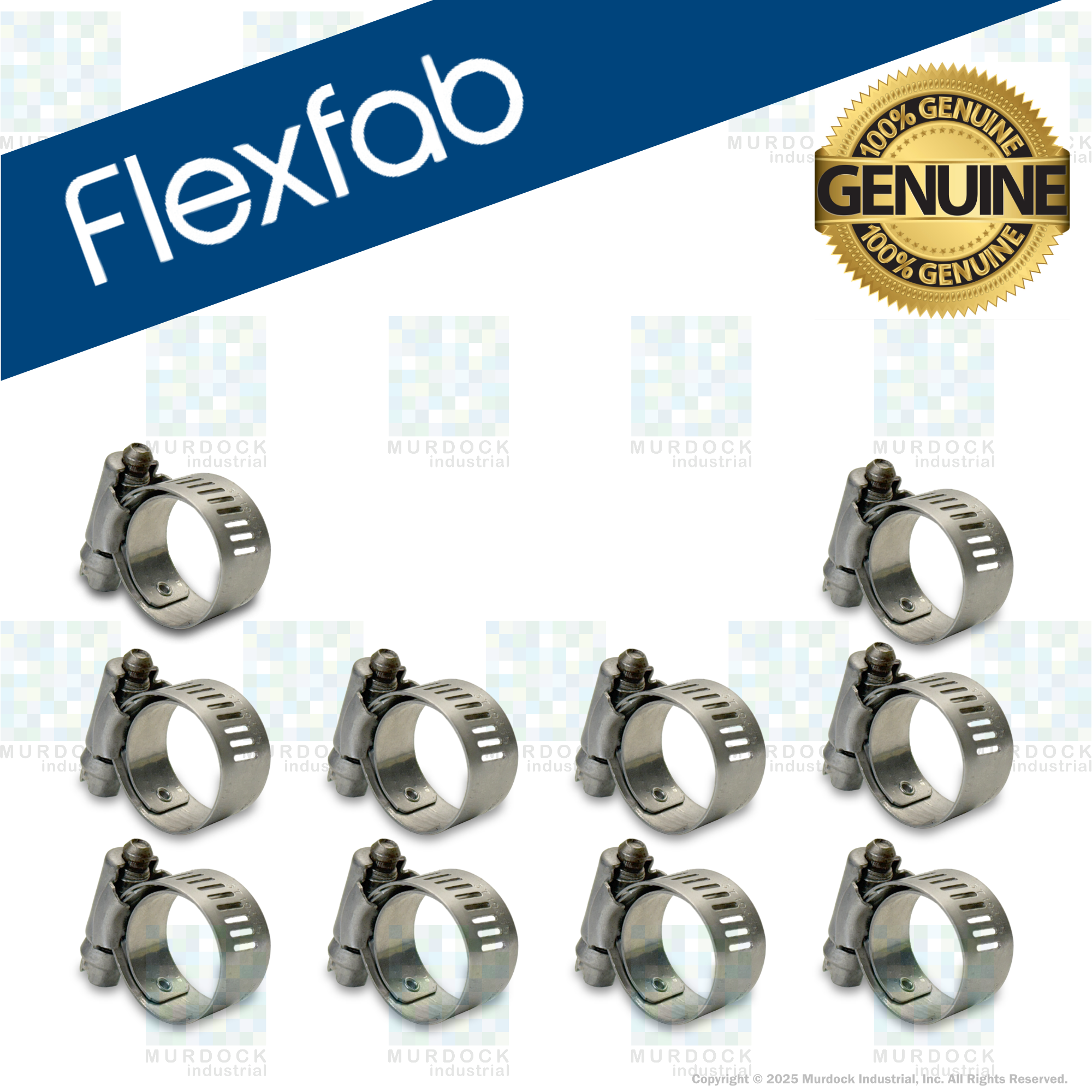 FLX2582-0010 by FlexFab | Series 2582 | Lined Worm Gear Clamps | 0.75" Min Dia | 1.06" Max Dia | 10 Per pack
