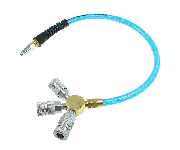 FP0648C-58C by Coilhose | Flexeel Pigtail Manifold | 3/8" Industrial Interchange | Trans Blue | Polyurethane | 48ft