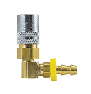 FS216VP by ZSi-Foster | Quick Disconnect | FJT Series | 1/4" One Way Valved Socket | 3/8" ID | Push-On Hose Stem | 90° Elbow | Brass